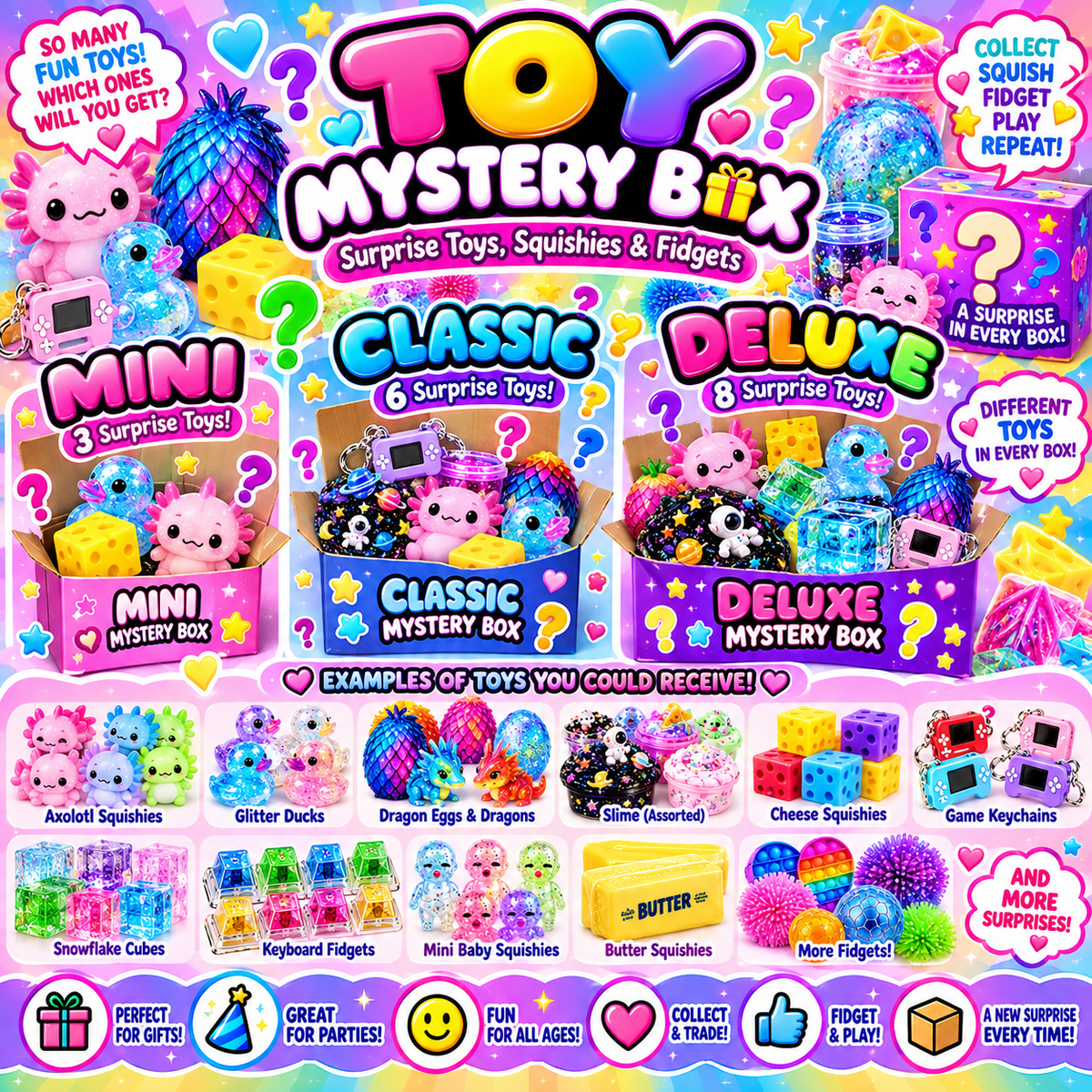 Toy Mystery Box – Surprise Toys, Squishies & Fidgets
